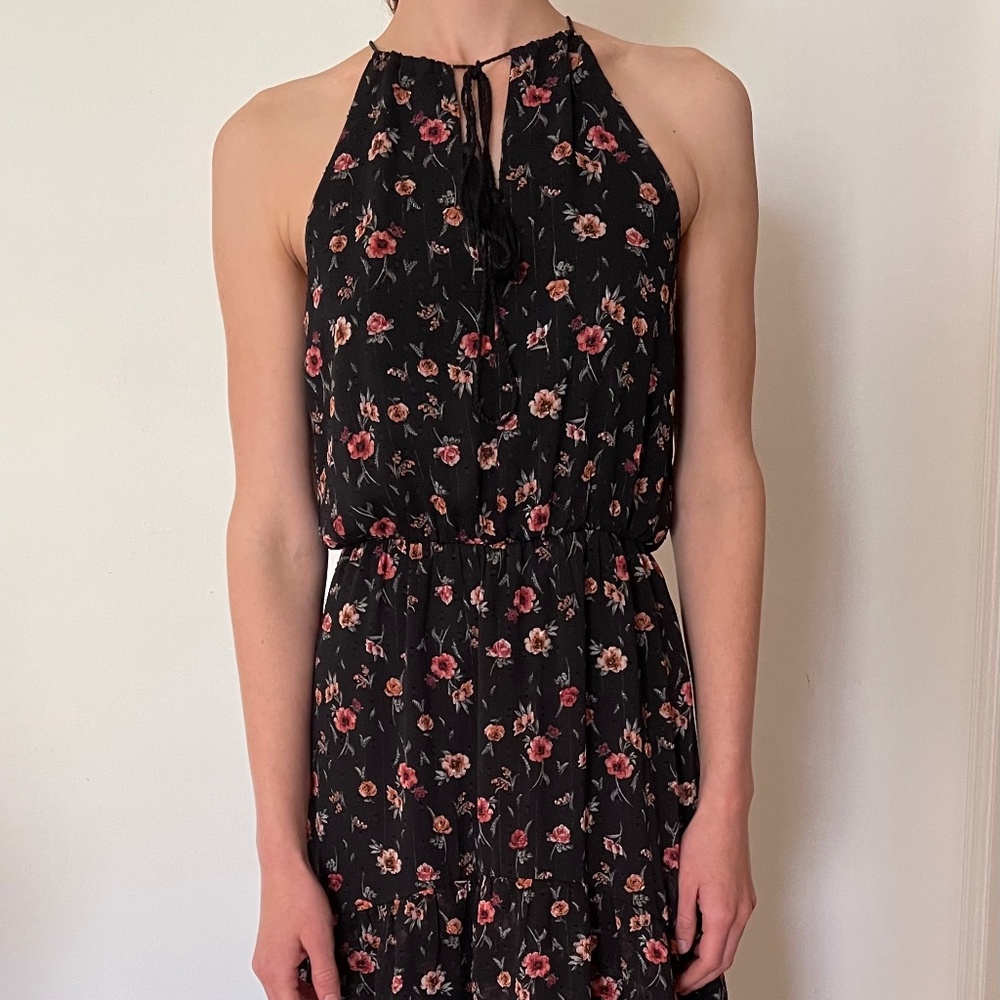 Melrose & Market Floral Tiered High Low Adjustable Maxi Dress Size XS